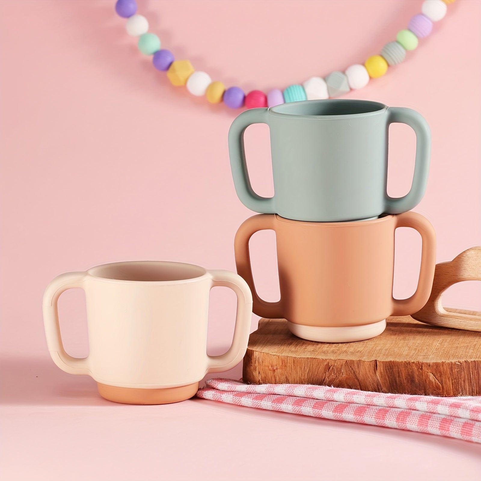 Силиконный обучающий стакан для детей с сертификатом пищевого качества, идеально подходит для детского питания или воды, две ручки для удобного захвата, без BPA