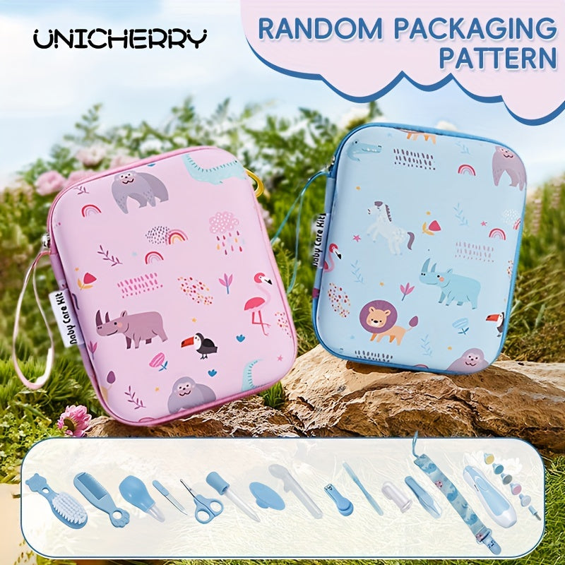 Kids Grooming Kit 14-Piece Safety and Care Set Pink Blue Silicone Essentials