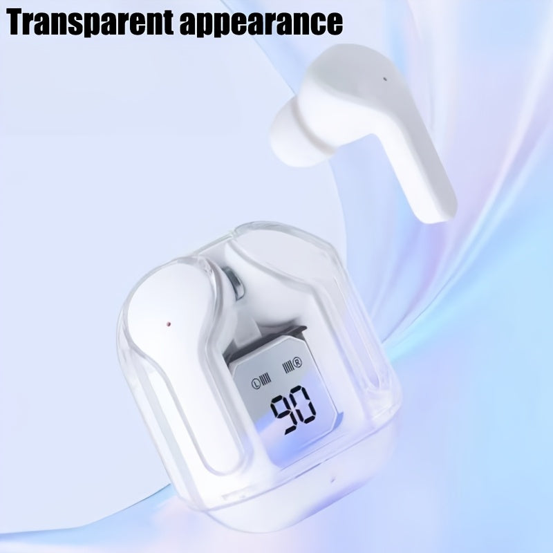 Беспроводные наушники TWS с цифровым дисплеем, светодиодной подсветкой, перезаряжаемой литиевой батареей, конденсаторным микрофоном, управлением громкостью и сенсорным управлением, закрытым типом чашек, USB и Type-C портом.