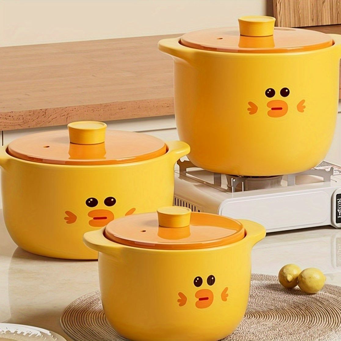 Yellow Ceramic Stockpot 6L for Soups Rice and Slow Cooking Non-Stick Clay Pot