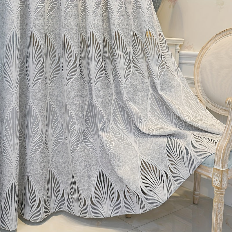 Jacquard Window Sheer Curtain with Leaf Design for Living Room Bedroom Balcony