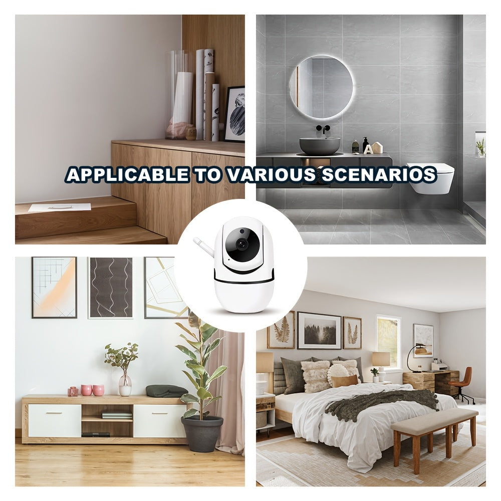 Cámara de seguridad HD 1080P para interior y exterior con PTZ, visión nocturna, detección de movimiento, audio bidireccional, Wi-Fi, compatible con smartphone