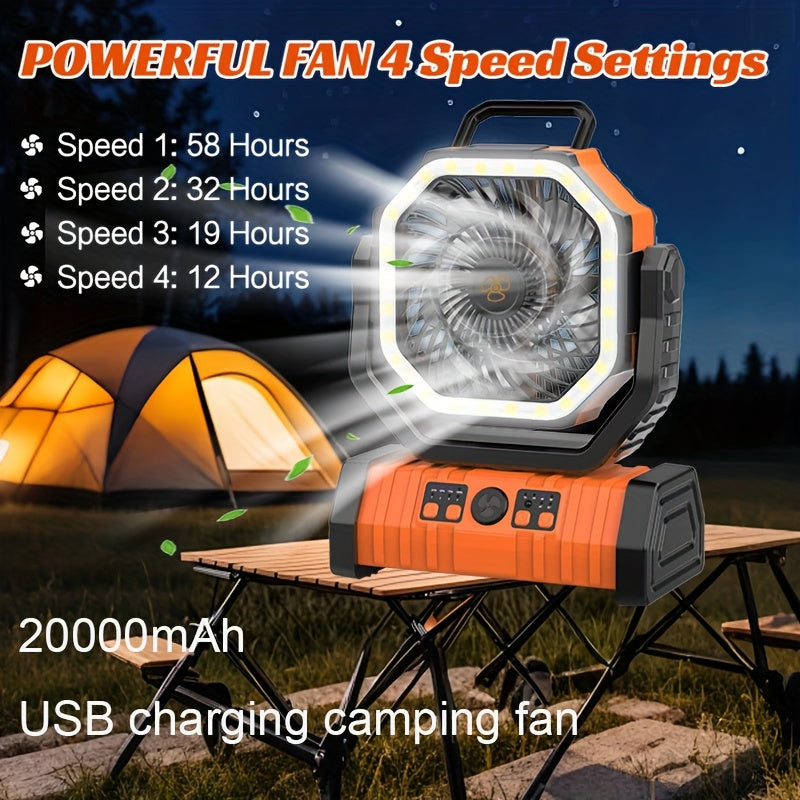 20000mAh USB rechargeable fan with LED lantern remote control outdoor camping