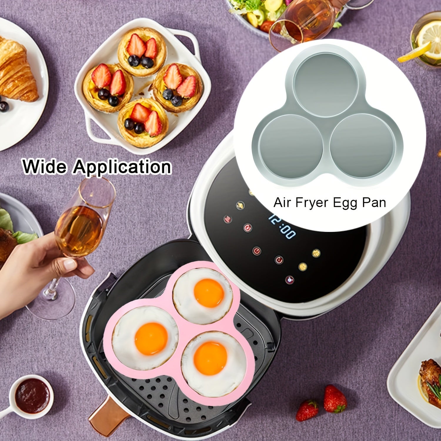 Silicone Air Fryer Baking Mats Set Non-Stick Reusable Muffin Egg Molds