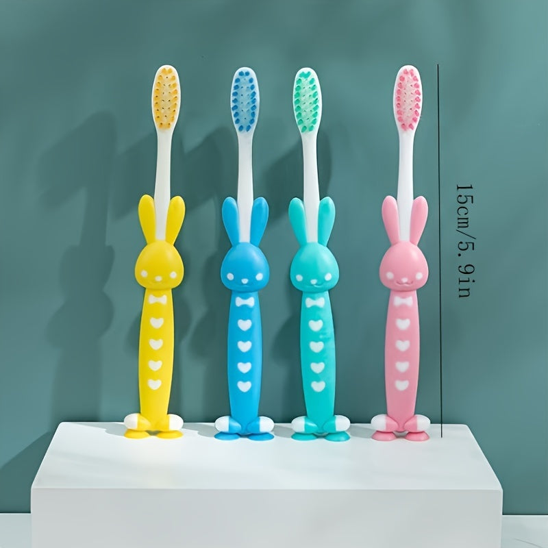 Set of 4 Cartoon Bear and Rabbit Toothbrushes Soft Bristles Small Head Unisex Adults