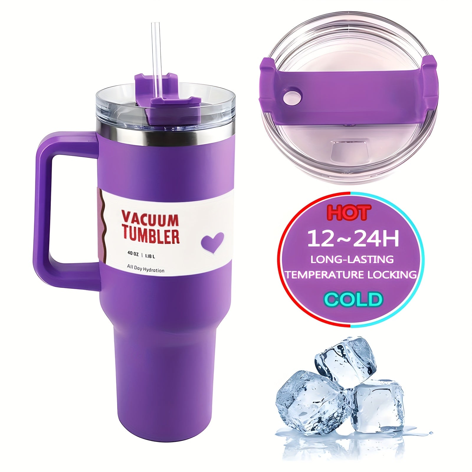 Insulated Tumbler 40oz with Lid and Straw for Cold Drinks