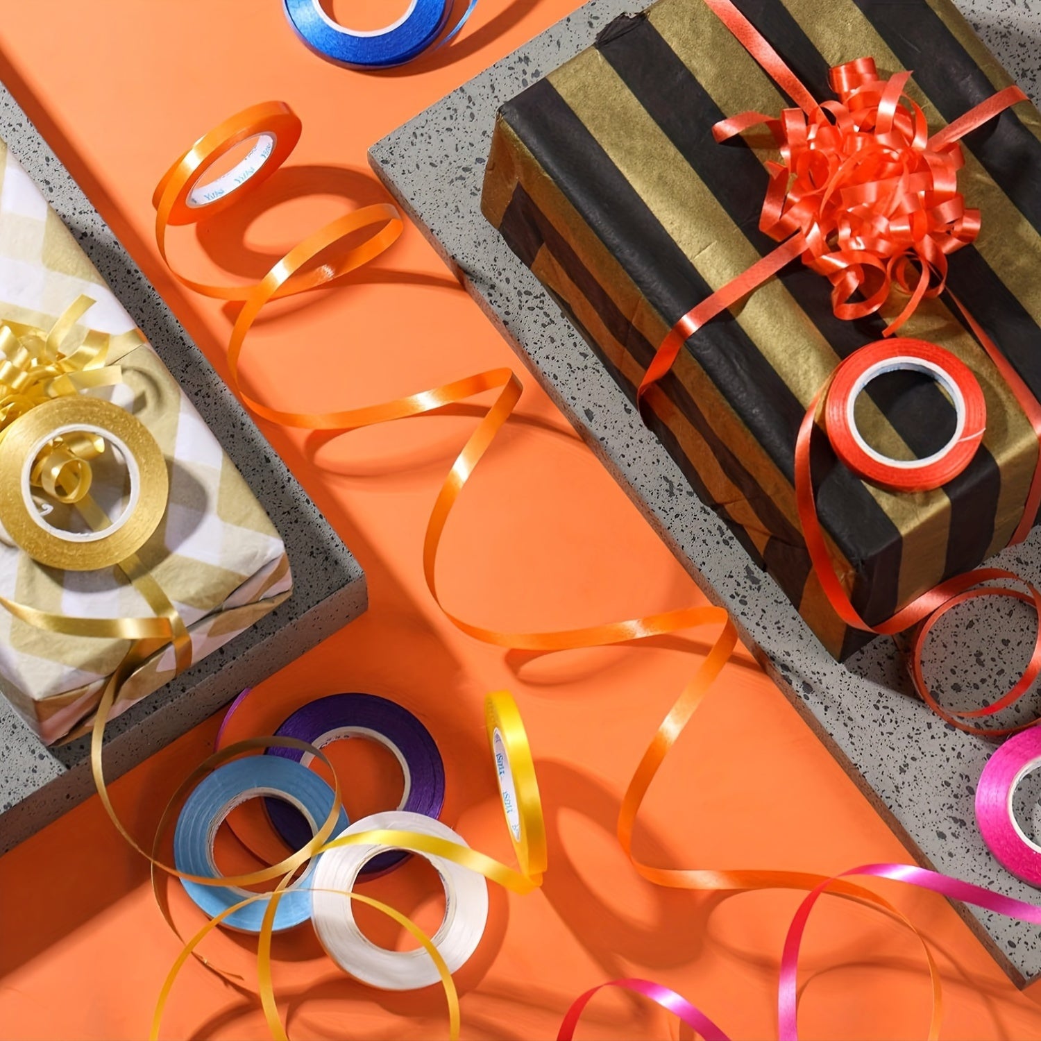 15 Craft Ribbon Rolls 10m Plastic Gift Wrap Bows Decorations for Holidays