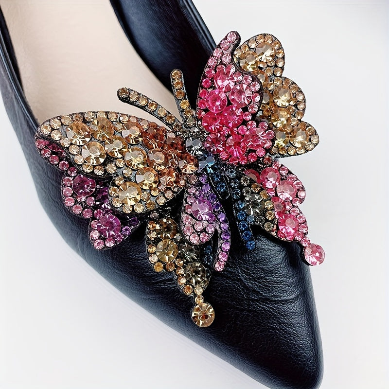 2Pcs Kids Girls Colorful Bow Shoe Clips Detachable Double Layer Accessories