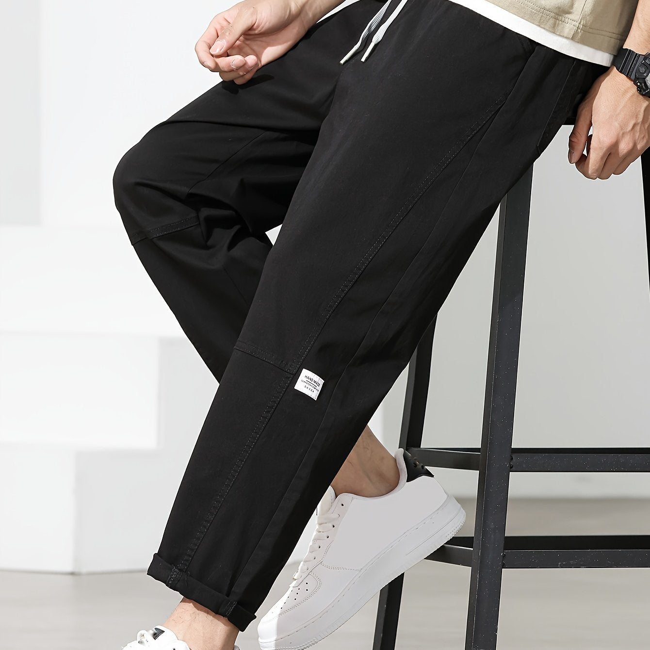 Pantalones cortos para hombre con bolsillos y estampado de alfabetos, de algodón, ajustados, de corte estrecho, casual, para todas las estaciones