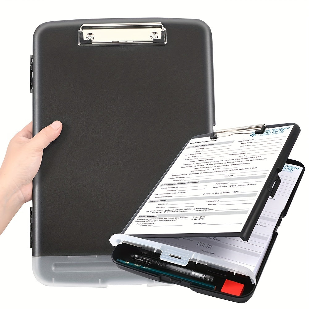 Large Capacity Nursing Clipboard with Storage and Pen Holder Heavy Duty Plastic Side Opening