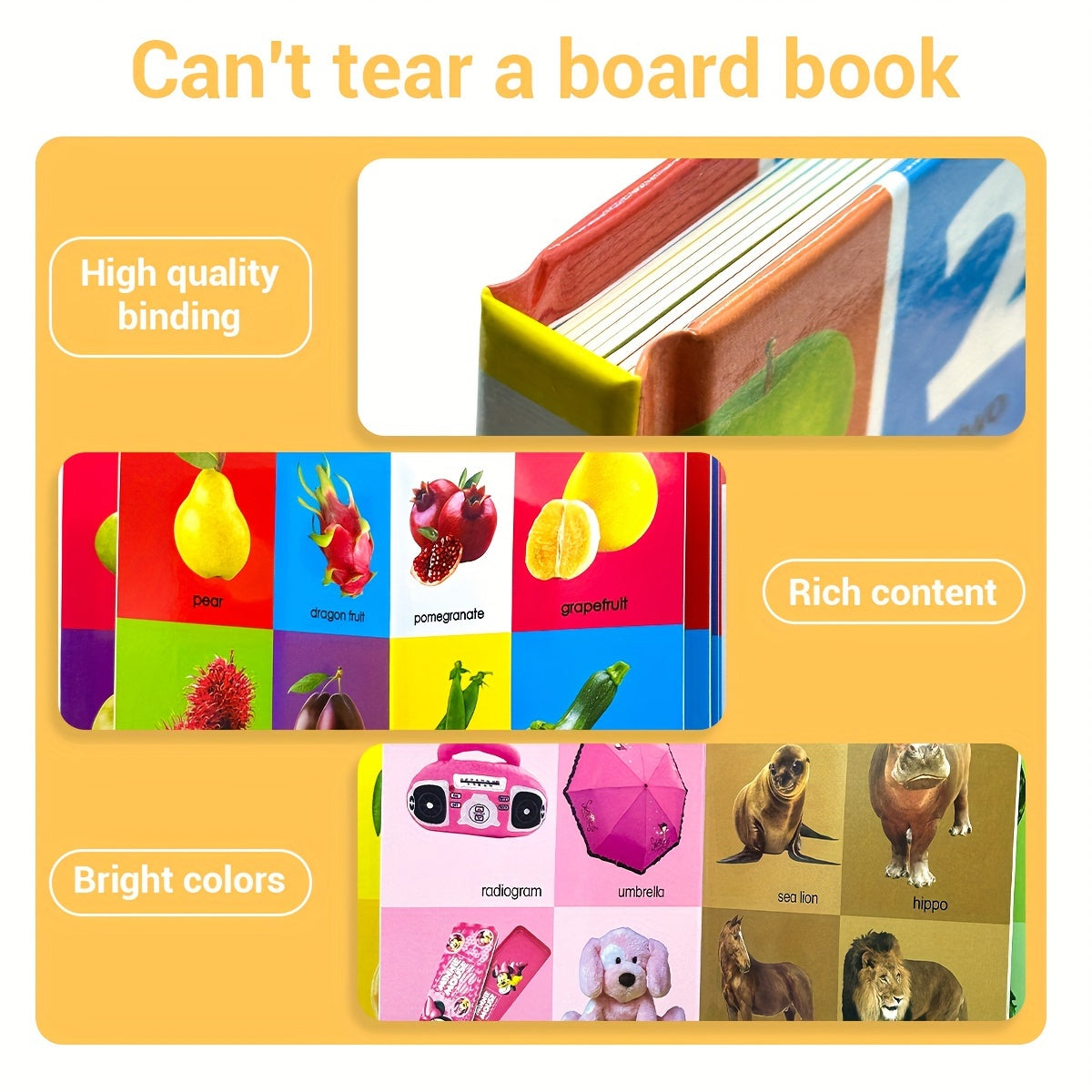 Set of 4 English Learning Encyclopedia and Vocabulary Board Books for Children