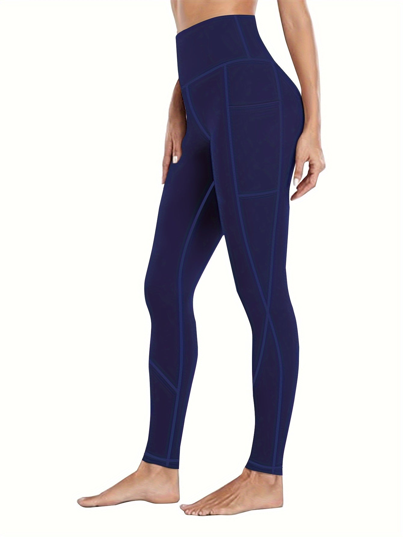Plus Size Women's Yoga Leggings Set with Pockets High Stretch Spandex