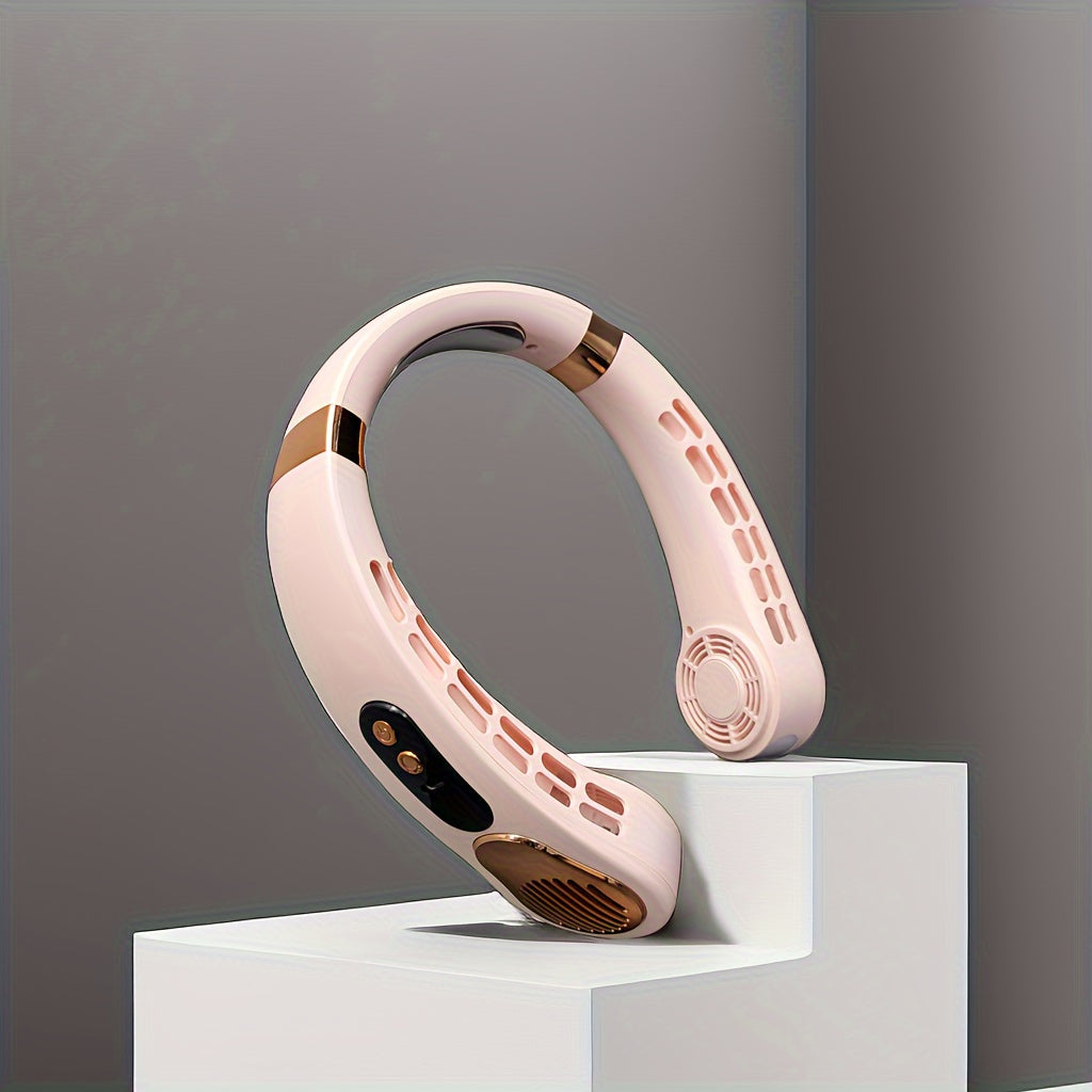 Portable Neck Fan with LED Display Rechargeable Hands-Free Bladeless Personal Fan 5-Speed