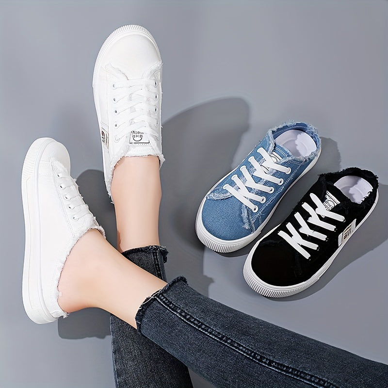 Women's Canvas Loafers Slip-On Flat Shoes Casual All-Match White