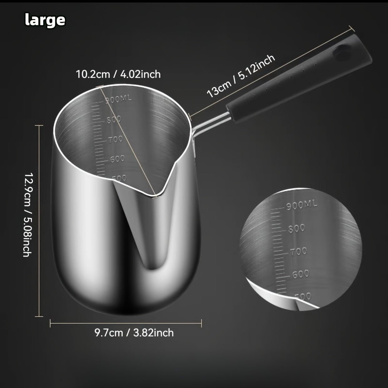 304 Stainless Steel Coffee Pot with Handle for Latte Art Hot Milk Oil Pouring and Frying