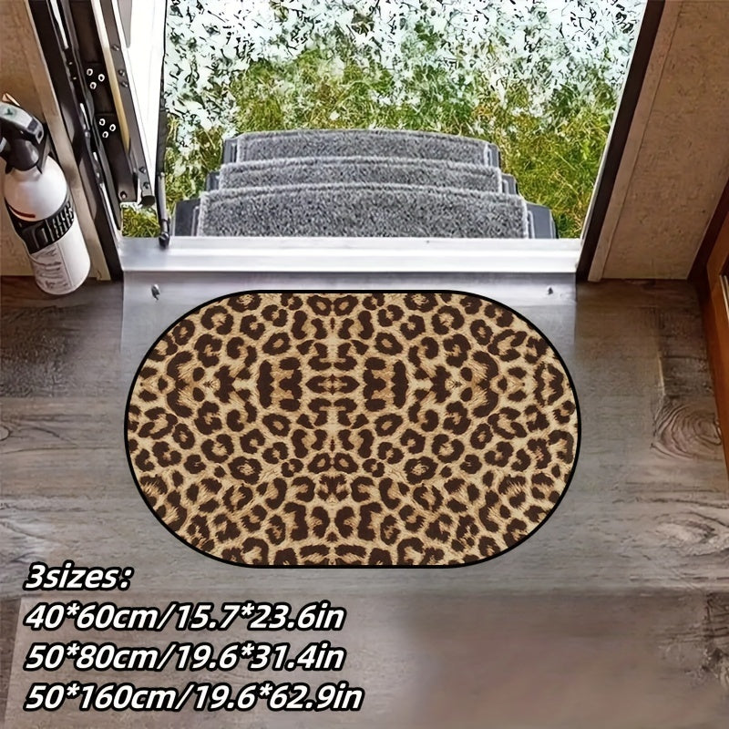 Absorbent Polyester Floor Mat for RV Bathroom Kitchen Bedroom Leopard Print