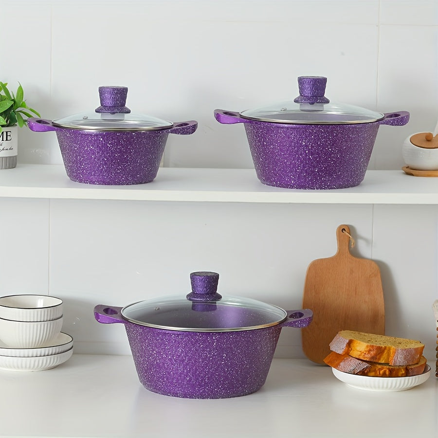 Juego de utensilios de cocina de aluminio duradero, ollas y sartenes antiadherentes para estufa de gas