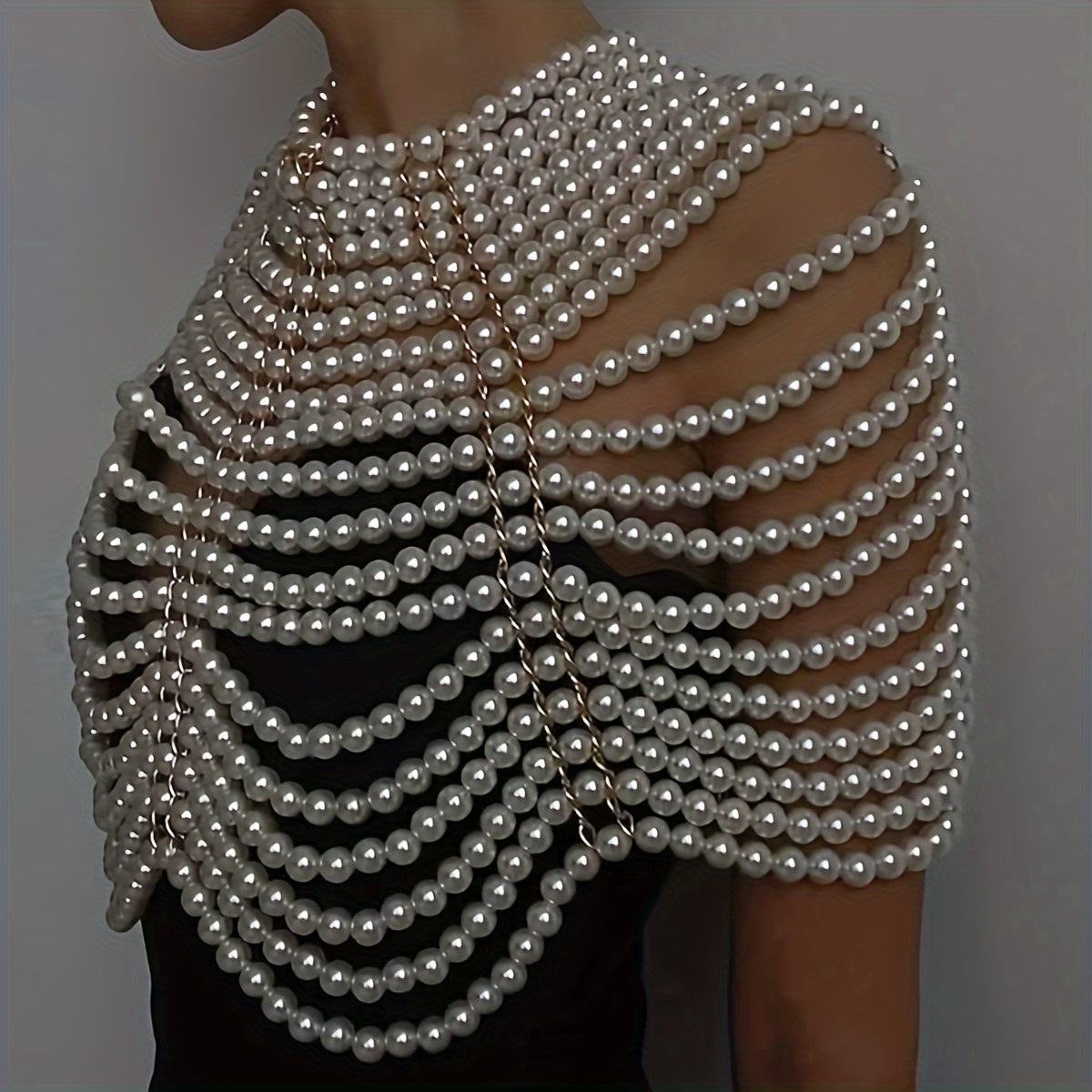 Women's Faux Pearl Beaded Body Chain Multi-Layer Jewelry for Elegant Dress