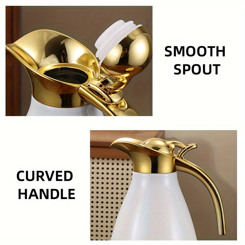 Insulated Stainless Steel Kettle 2L Tea Coffee Gold Handle and Base