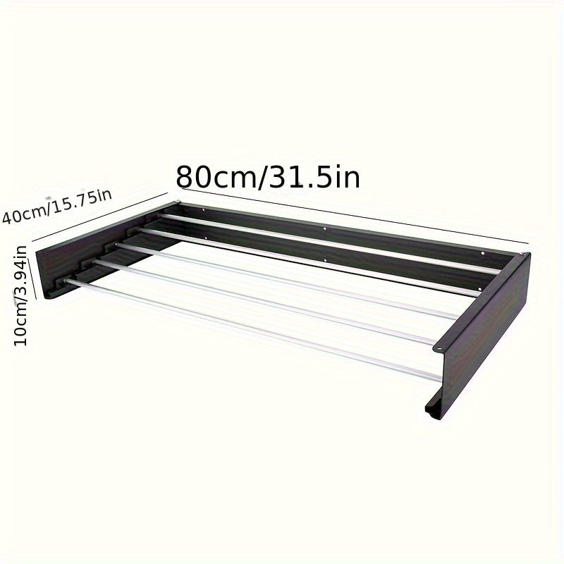 Foldable Wall-Mounted Metal Towel Rack for Bathroom Balcony Living Room Black White