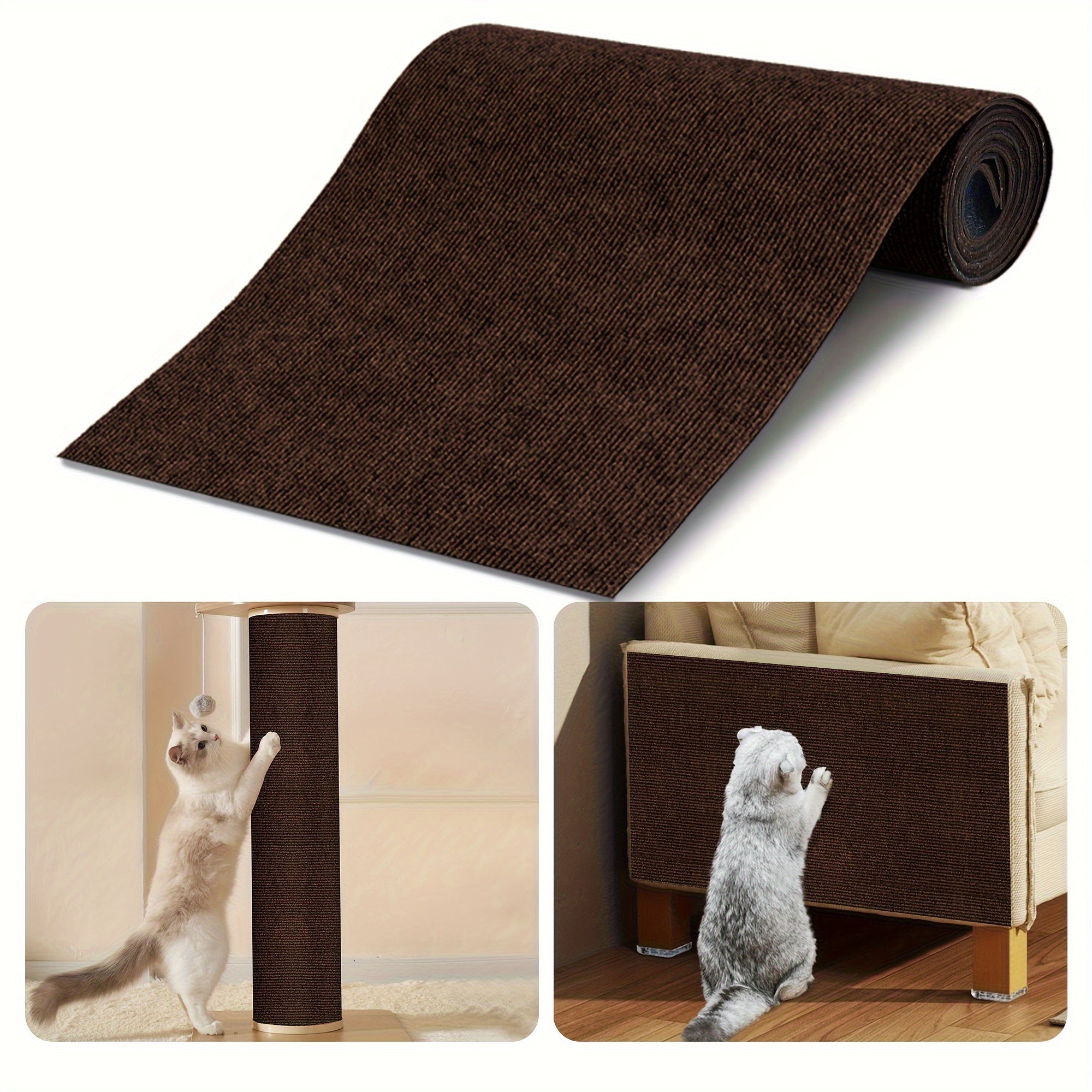 Polyester Cat Scratching Mat Self-Adhesive Durable Felt Wall and Furniture Scratch Pad Multi-Size Pack