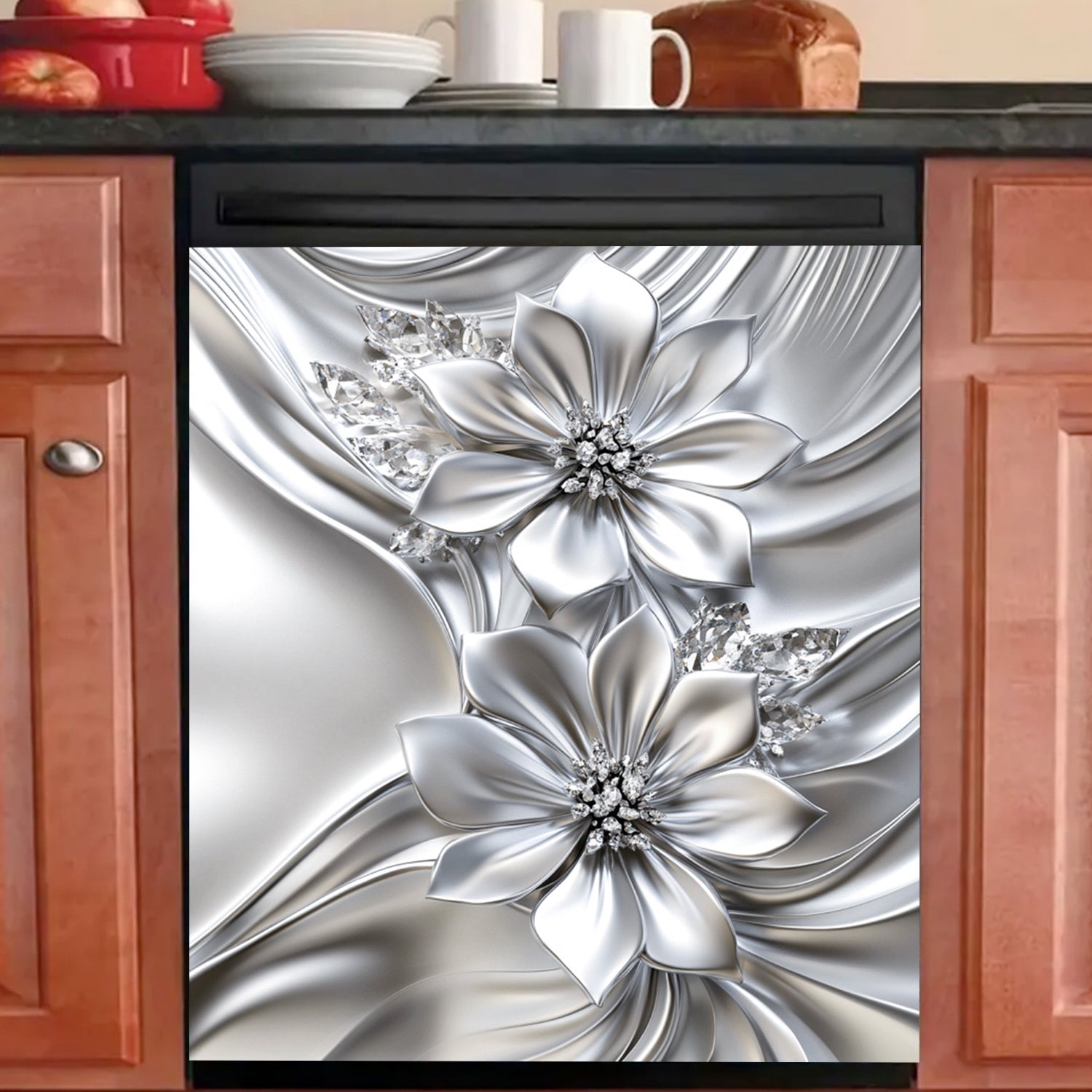 Retro oshxona mushuk deraza magnit yopishqoq suv o'tkazmaydigan issiqlikka chidamli metall panel stiker bog' bog' manzarasi 23cm