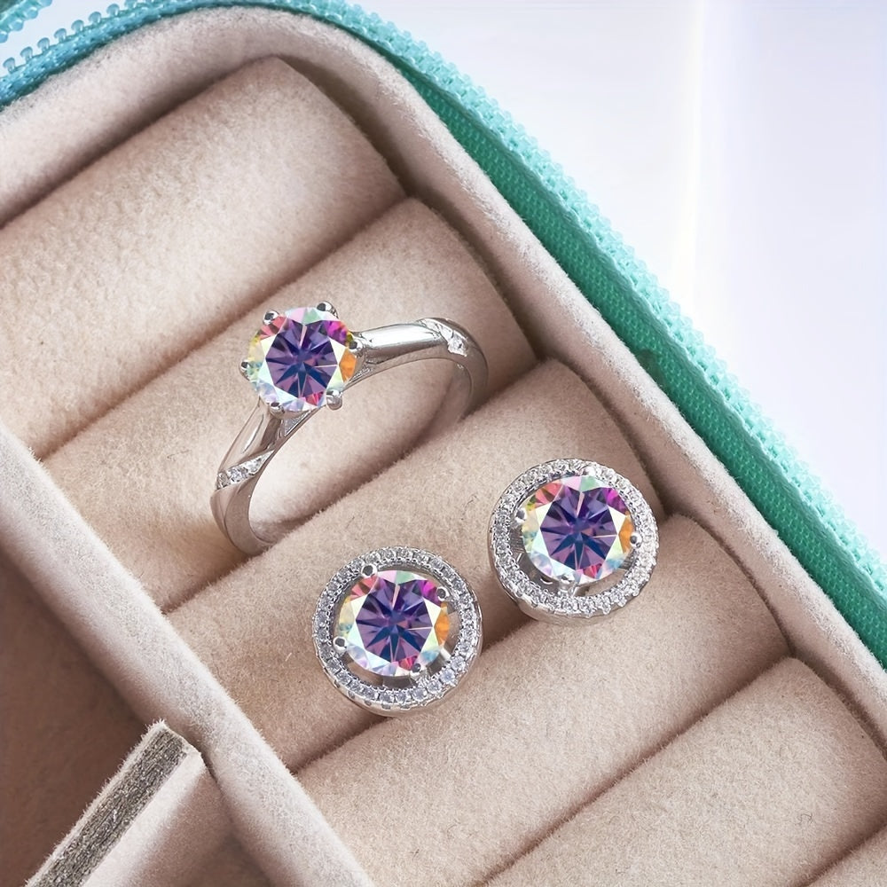 Moissanite Jewelry Set 1.0CT Sterling Silver Wedding and Valentine's Gift