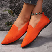 Women’s Slip-On Knit Pointed Toe Shoes Breathable Fabric All-Season Comfort