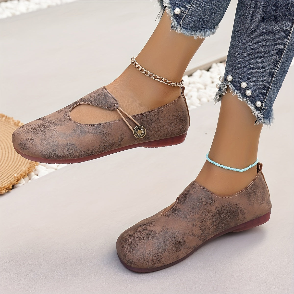 Women's Flat Shoes Slip-On All-Season Solid Color Comfort with TPR Sole