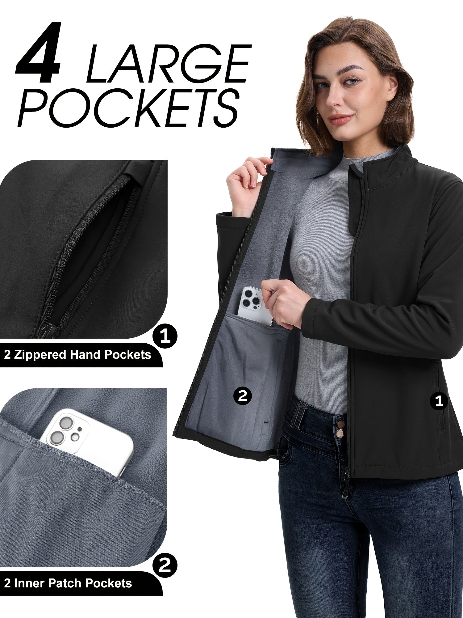 Women's Lightweight Windproof Soft Jacket Plus Size Lined Running Golf Hiking