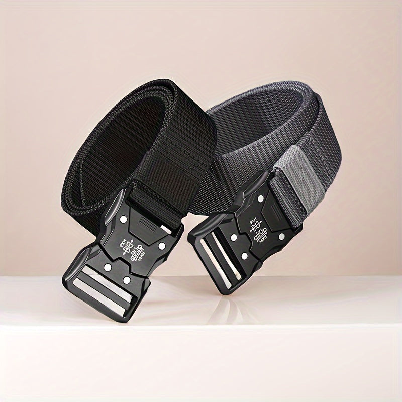 Unisex Canvas Belt with Quick Release Buckle Breathable Waistband for Casual Wear