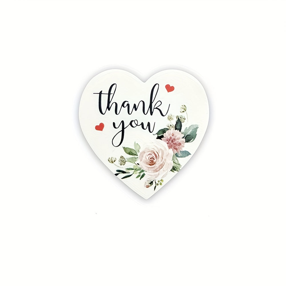 500 ta yurak gullari bilan muhrlangan etiketkalar, to'y kartalari va konvertlar uchun porloq dumaloq qog'oz stikerlar.