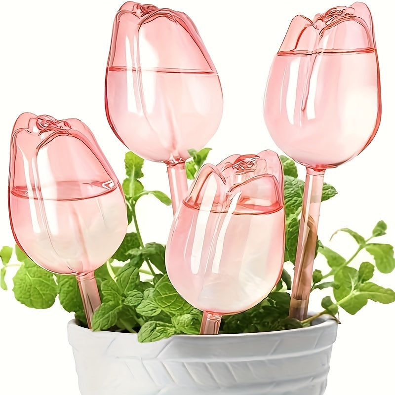 Pink Tulip Plastic Plant Watering Balls Set of 2 or 4 for Indoor Outdoor Use