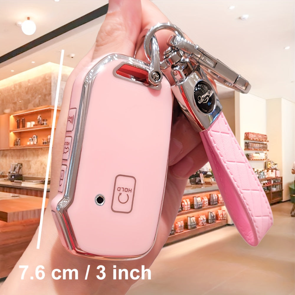 Car Key Cover with Keychain Universal Fit for SUV and Sedan Black Plastic