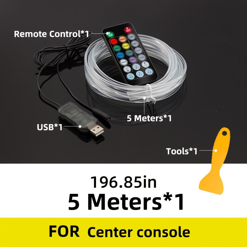 24V RGB Avtomobil ichki LED chiziq chiroqlari, masofadan boshqarish bilan musiqa tugmasi nazorati