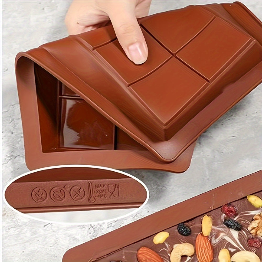 Silicone Chocolate Bar Mold Large Deep Stuffed Candy Bar Design Non-Stick Durable Baking Tool