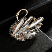 Animal Pin with Crystal Swan and Feather Design for Dresses and Coats