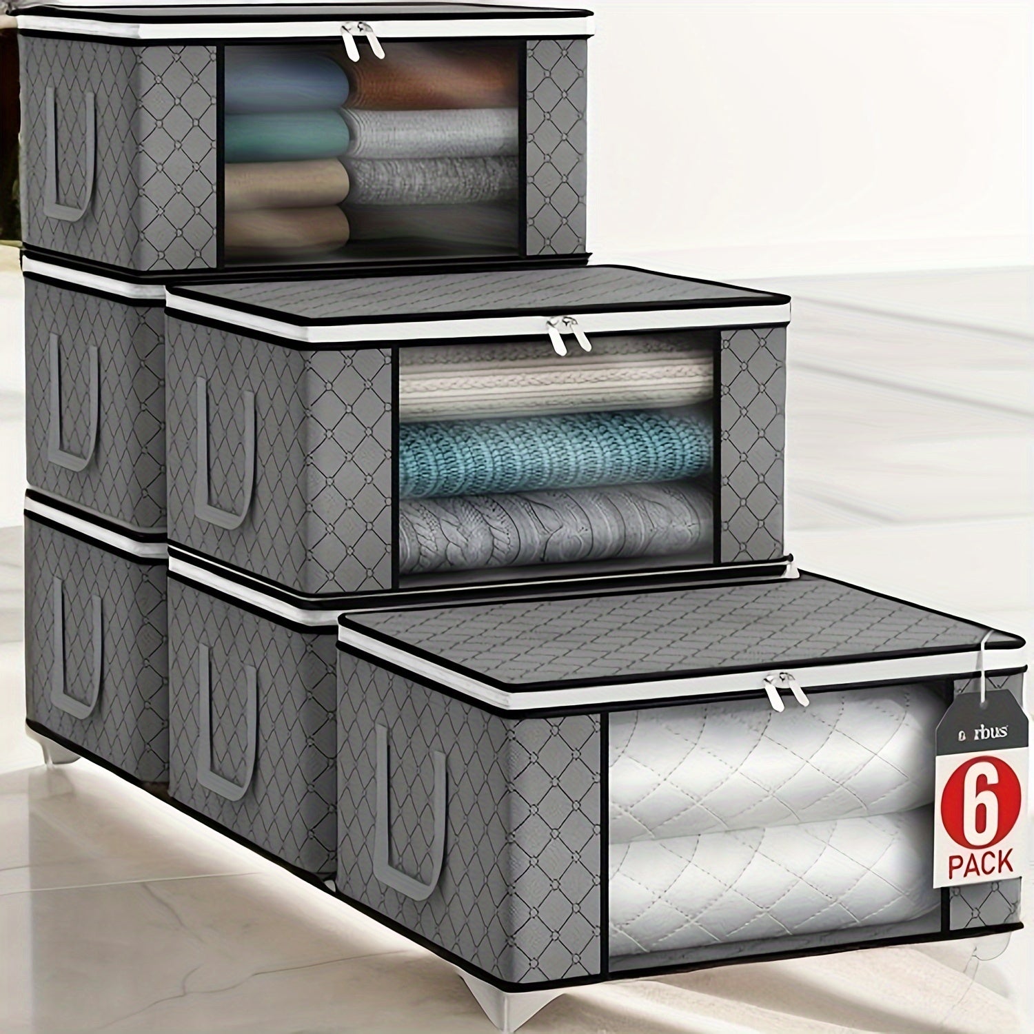 Grandes cajas de almacenamiento de tela plegables para organizar espacios 3/6 Set