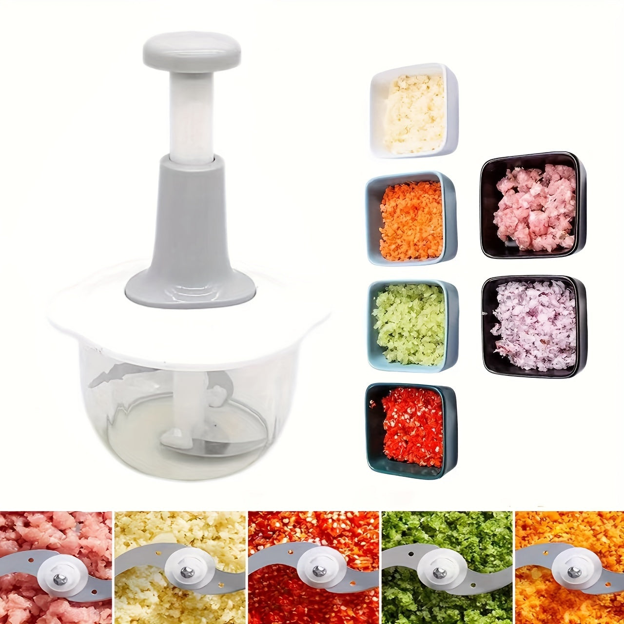 1.5L Stainless Steel Manual Food Processor for Chopping Garlic Meat Fruit