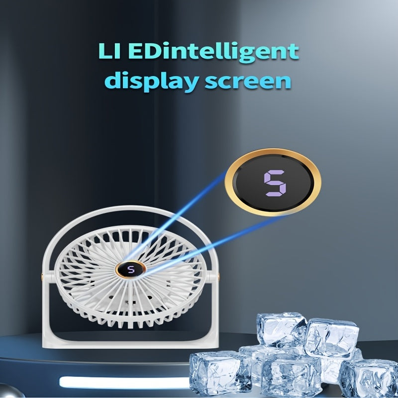 Compact USB Rechargeable Table Fan with Clip-On, Quiet 5W Personal Fan