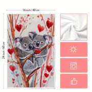 Set of 2 Valentine Koala Kitchen Towels Ultra Soft Absorbent 16x24 Inches