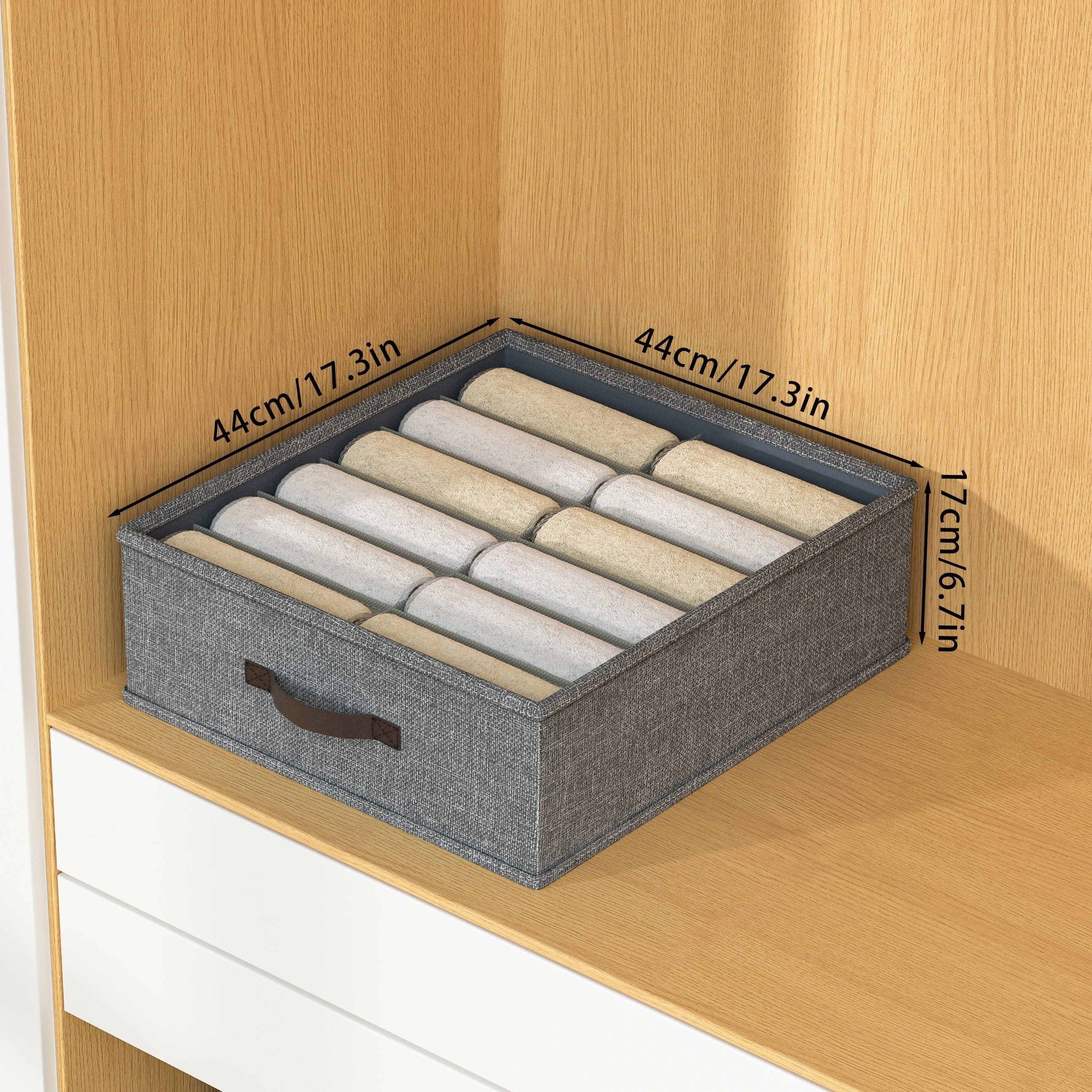 Minimalist Fabric Storage Box Foldable Beige Light Grey for Home Organization