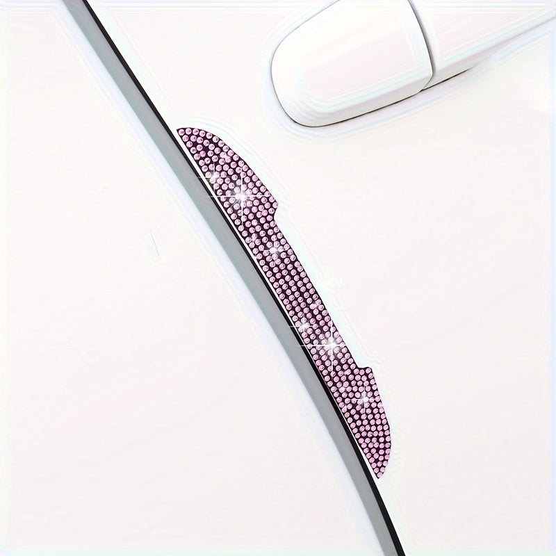 2pcs Car Door Edge Guards Rhinestone Plastic Anti-Scratch Collision Protectors