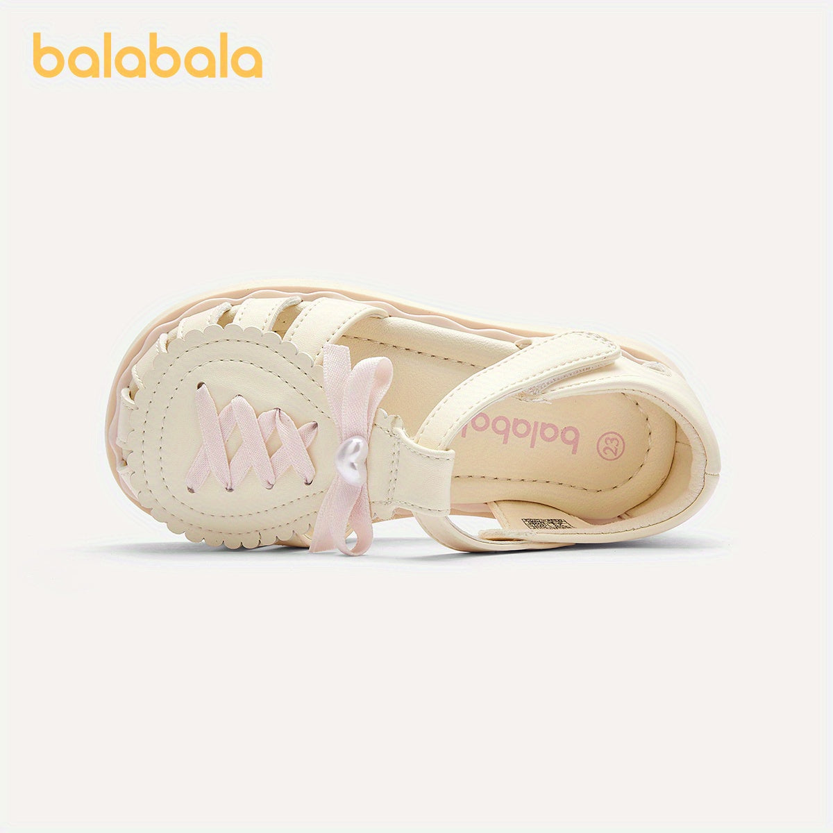 Girls' Summer Microfiber Sandals with Bow, Rubber Sole, Striped Design