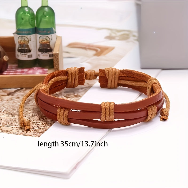 Set of 10 Vintage Leather and Metal Cuff Bracelets Unisex Retro Jewelry