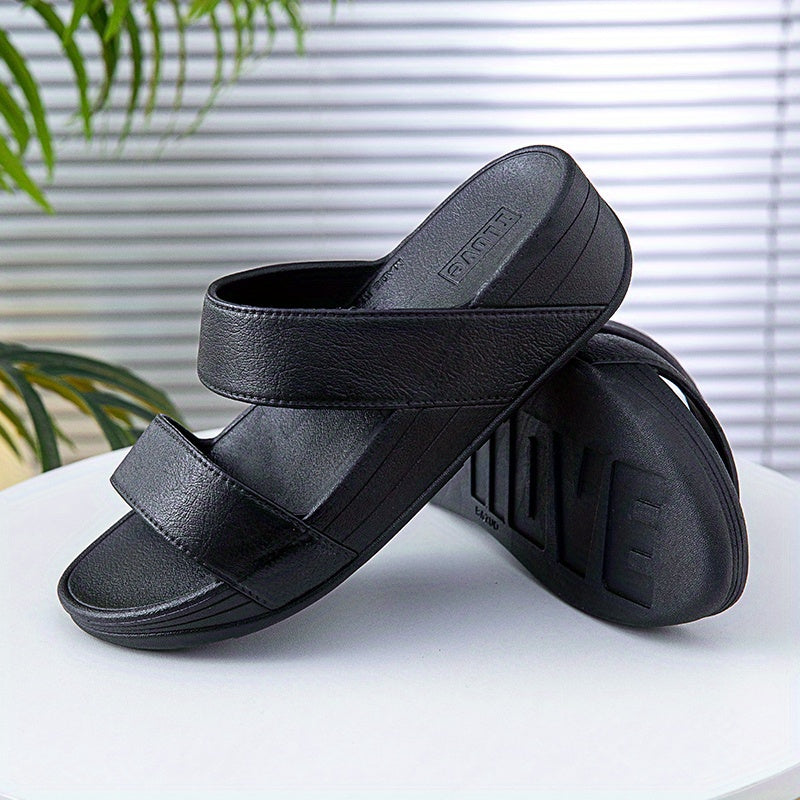 Women's Summer Slide Sandals Beige PVC Non-Slip Open Toe Casual