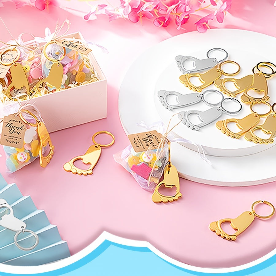 10 ta Iz kalit zanjiri shishka ochgich to'plami, organza sumkasi, rahmat yorlig'i va 30CM ip bilan