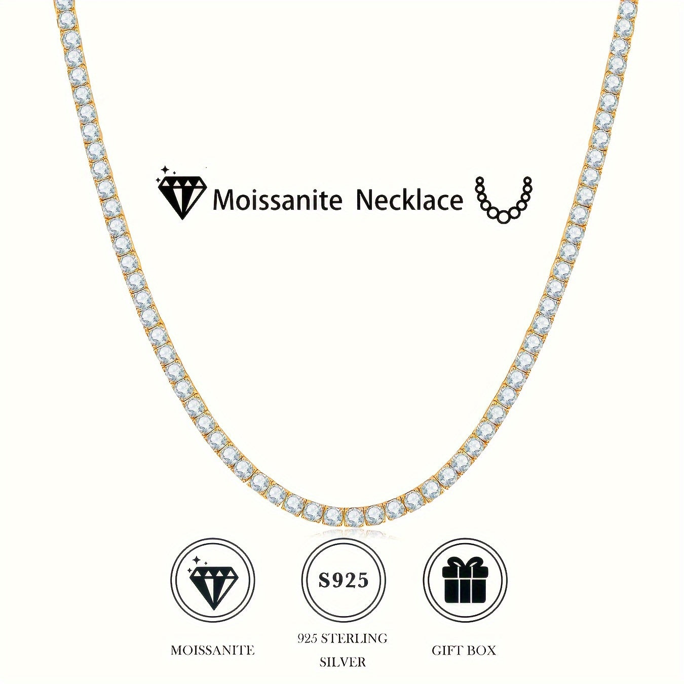 Sterling Silver Moissanite Necklace Elegant Jewelry for Daily or Special Occasions