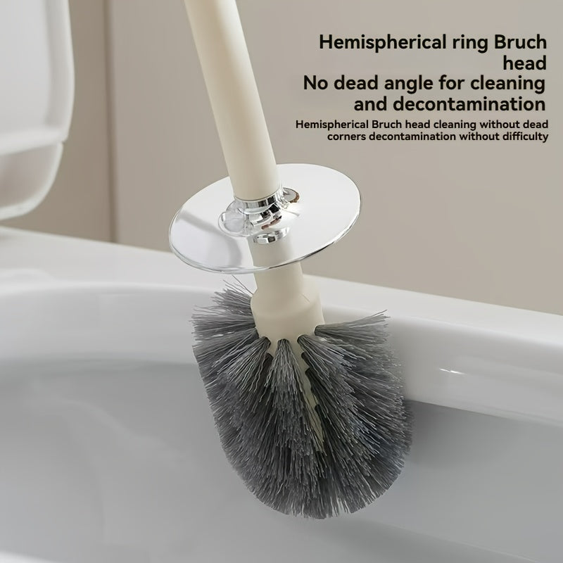 Toilet Brush and Holder Set Compact Space-Saving Deep Cleaning Bathroom Tool