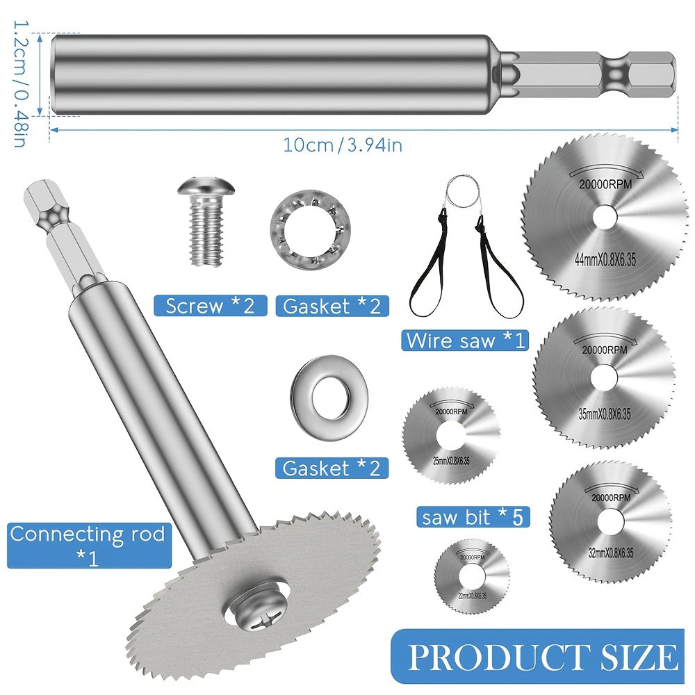 Steel Cutting Wheel for Rotary Saw 1/4 Inch Hex Shank Thin Disc with 8 Heads